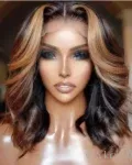 Perruques de cheveux humains brésiliens vierges à reflets bruns, perruques Lace Front Wig avec cheveux de bébé.