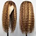 Perruque Lace Front Wig naturelle bouclée à reflets blonds 13x4